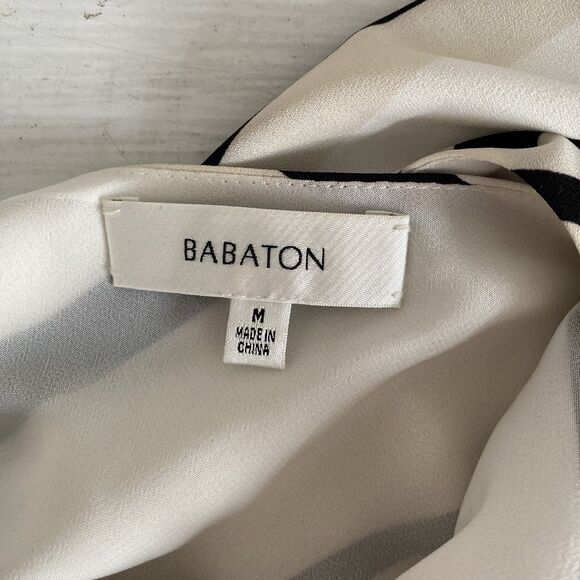 Aritzia Babaton Double V-Neck Tank Top Medium Striped Black Tan Sleeveless - Picture 10 of 11